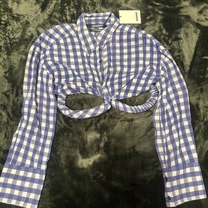 Jacquemus Blue and White Checkered Button Down Shirt